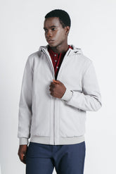 GIUBBOTTO IN SOFTSHELL CON CAPPUCCIO GRIGIO CHIARO